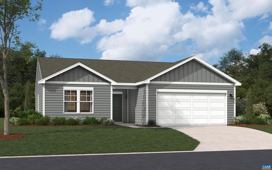 Welcome to Essence at Creekside?Greene County?s newest and best-valued amenity-filled community! The Hinsdale, currently under construction with an estimated March 2026 completion, offers low-maintenance main-level living with 3 bedrooms, 2 full baths, and a bright, open-concept layout. The modern kitchen features stainless steel appliances, quartz countertops, a large center island, and a cozy breakfast nook. Enjoy your private rear patio?perfect for morning coffee or relaxing evenings. A 2-car front-load garage provides added convenience and storage. Whether you're a first-time buyer or looking to right-size, the Hinsdale delivers comfort, style, and everyday ease. Essence at Creekside offers convenient access to two community pools, a clubhouse with fitness center, and on-site playgrounds, walking trails, firepits, and scenic mountain views?just off Route 29 and minutes from local favorites like Jack Shop Kitchen, Target, Hollymead Town Center, and the Charlottesville-Albemarle Airport, with easy access to downtown Charlottesville and UVA. Schedule your appointment today to lock in an extra $17,500 in savings! Photos are of a similar home.,Quartz Counter