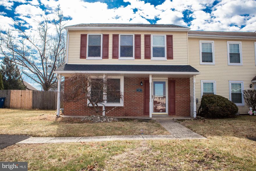 This terrific end unit townhouse in the desirable Hatboro Horsham school district with no HOA fees, is ready for your personal touch!  Large living room and dining room open space with cozy kitchen.  Granite countertops, subway tile back splash and gas cooking are excellent compliments to this lovely home.  Sliding doors to outside patio and fenced-in yard offers a great option to extend your living and entertainment space.  Washer/dryer room and half bath complete the downstairs. Upstairs you will find a full bath with two bedrooms for the kids or a work-from-home office.  The primary bedroom has an ensuite bathroom with granite vanity top and his/her closets. Light wood flooring throughout and fresh neutral paint are ideal for adding your own charm.  A new roof and gutters in October 2024 and new HVAC in August 2023 are two major upgrades!  Additional storage in attic, outside patio and shed are a bonus to help you organize.  Pull into your two-car driveway with ease.  Horsham Power Line Trails and surrounding green spaces that are just beyond your fence line. This house is within walking distance to Schools, Library, Parks and Trails, as well as close proximity to Routes 611, 309, 276 and an abundance of area shopping, dining, entertainment and recreational facilities making this a fantastic location to live. With immediate occupancy available, schedule a showing to make this house your home! Showings will start at Open House on Saturday.