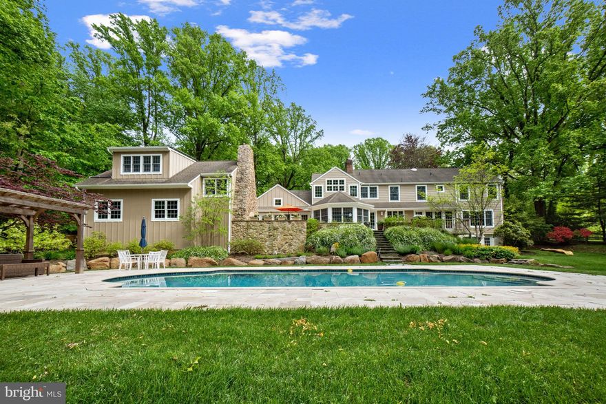 Enjoy all this One of a Kind Radnor Hunt Country Home, close to EA and in the Great Valley School District.  This Lovely and Charming property is ready for the most sophisticated buyer looking for a tranquil setting and a warm inviting place to call Home! Situated on a 2 Acre Oasis with Outstanding Views, this home was Redesigned and Expanded in 2007 to offer all the comforts needed and to bring the beauty of the lot and views into the home. Offering a Classic Living Room with Fireplace, Dining Room with Super French Doors to Deck,  Private Office/Library with glass door, Natural Island Kitchen with Outstanding All Glass Breakfast room - opens to Fireside Family Rm and Recreation Rooms. Off this space is a study/play room with built in shelving and glass doors for quiet study,  and large mudroom with built in Cubbies, storage and wash sink!  Enough Space for Everyone to be together or to find a quiet place to work/study.   The Finished Walk Out Basement is a great place for SO many fun times - can be used as a pool house as it offers a Full Bath with built in lockers, also there is a separate unfinished space for storage and utilities. The 2nd Floor!!!  A Must see State of the Art Master Suite, 2nd floor Dream Laundry Room, 2 Bedrooms with Jack and Jill Bath, and a  4th Bedroom with it's own newer Full Bath.  There is a walk up floored attic for storage.   A Generator is ready if needed, the list goes on!  Beautiful, Spacious, Super Charming, Warm & Classic.   The Rear Yard!!! Amazing Pool heated by Solar Panels, Spectacular Terrazzo Stone graces both the Upper Terrace and the Pool Surround, A Stunning Stone Outdoor Fireplace is the perfect place for enjoying the quiet on a chilly night,   A true ALL season home. The Yard and Setting is Incredible. Garage!!!  Detached 2 Car Garage has a Finished Bonus Space for Studio, Additional Office, Home Gym, etc.   All Inspections Available upon request - Hydraulic Load Test and Septic Certified!!  Your Wait is Over -  Love where Live - Move Right In!!