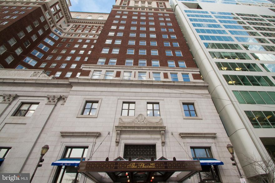 A lovely, rare "06" unit is now available at 1600 Arch St!   The Phoenix is the Grand Dame of Logan Square and known for voluminous homes. This lovely, spacious and gracious condo is priced to move and is backed up by a lovely interior condition!  A lovely home with high-ceilings, and fantastic closet space.  The large kitchen features stainless steel appliances, granite countertops, and a breakfast bar.  There is a large master bath featuring granite and tile, as well as a powder room off the main living area. Washer and dryer in unit.   The Phoenix features a 24-hour concierge/doorman, fitness center, rooftop terrace, private conference room, dining facilities, & direct access to SUBURBAN STATION.