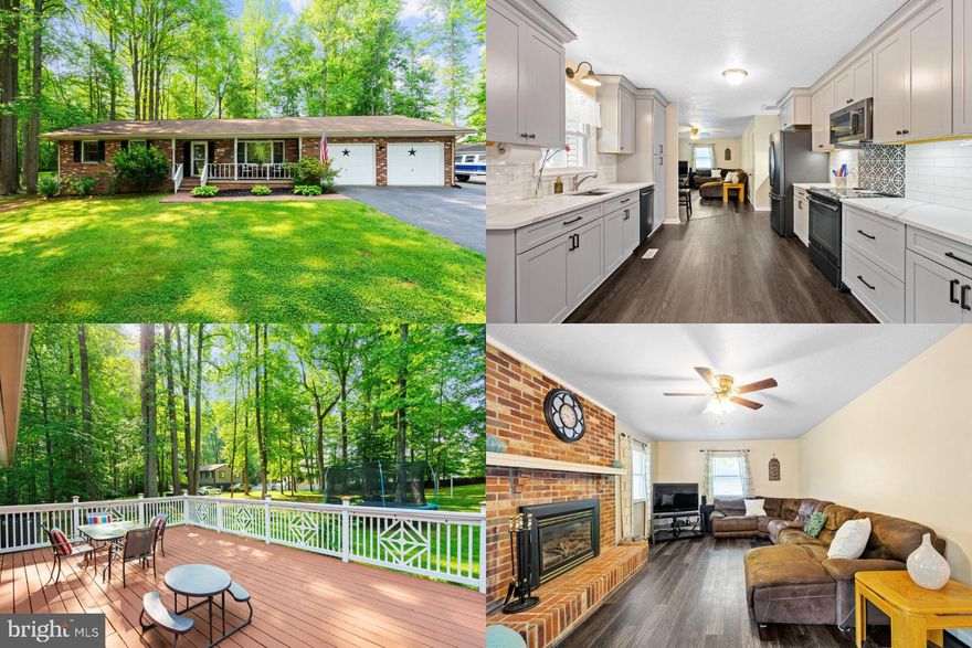 Gorgeous private Rambler with NO HOA, HUGE detached garage and recent updated kitchen and flooring with an open floor plan that sits on over an acre of level land.  The updated kitchen offers Quartz counter tops, newer appliances, beautiful backsplash and soft close cabinets.  The kitchen opens into a large Family room featuring a gas fireplace which is great for entertaining.  The Living Room offers a large window to provide tons of natural light.  The Owner’s suite is spacious and has an attached full bath that was recently updated.  There are 2 additional bedrooms that share a recently updated hall bathroom.  The backyard is great for entertaining with a large deck and flat yard that is partially fenced in.  For the car enthusiast, there is a 24’x 72’ detached garage with a workshop, wood stove for winter days, it’s own separate electrical box and a separate rear bay with ceilings high enough for a lift.  Great location with private feel yet close to shopping, restaurants, I95 and more! ** Accepting backup Offers