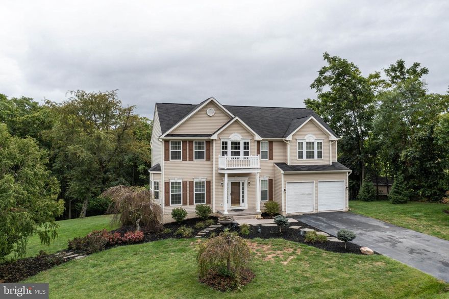 Welcome home! This beautiful 4 bedroom, 2.5-bathroom colonial is situated on 1.6 partially wooded acres, providing a quiet retreat and the perfect spot for entertaining both inside and out. You'll be amazed at the spacious layout inside, which is flooded by natural light.  The kitchen boasts new appliances and offers generous cabinet and pantry space. The lighted built-in cabinetry in the adjoining sunroom provides an added touch of beauty and character.   Upstairs, the sizeable primary bedroom has a lot to offer, featuring cathedral ceilings, a large walk-in closet, and a primary bathroom with soaking tub.  The other three bedrooms are roomy as well with generous closet space and quality built-ins.  There's even a laundry chute for your convenience! The unfinished walk-out basement with bathroom rough-in allows for expansion to fit your needs. HVAC unit is one year old. A separate gravel driveway leads to an oversized two-story shed, with an overhang for additional storage. This home is located just minutes from I-81 and I-70 making this a great commuter location.