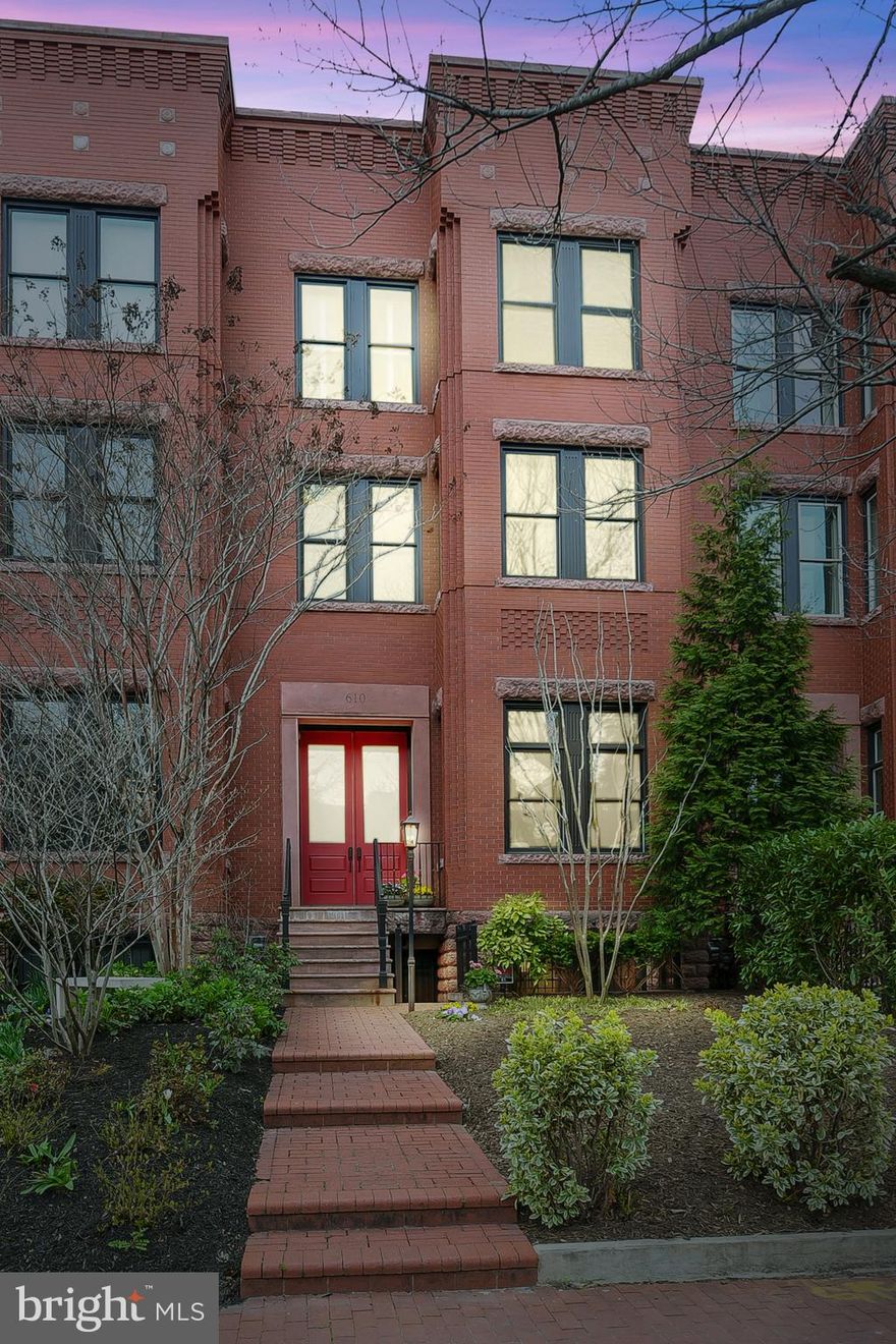 Open House - Friday, May 28, 2021 | 6:00 PM - 8:00 PM & Saturday, May 29, 2021 | 3:00 PM - 5:00 PM   The arrival of a new season also welcomes the re-introduction of this classic meets contemporary brilliantly blended Stanton Park luxury row home to the DC real estate market. 610 Maryland, the deceptively ample four-story residence boasts 6 bedrooms, 5 full and 1 half baths within 5500 square feet.  The main level welcomes guests with 14-foot ceilings, custom floor-to-ceiling millwork, formal living room with fireplace, formal dining room for 10, and a true chef’s kitchen, all perfect for entertaining out-of-town visitors or an intimate evening with friends. Ascend to the upper levels by staircase or full service elevator, where you’ll continue to encounter well-kept hardwood floors throughout 5 generous bedrooms, each with the perfect amount of closet space. The owner’s suite hosts a second fireplace, sitting room, and sumptuous bath.  A large private rooftop offers monumental views of the DC skyline - ideal for your socially distant spring gatherings. A finished English basement complete with a full bath has its own private entrance and offers access to the gated two-car garage. Footsteps away from the center of Stanton Park, this home is conveniently located within walking distance of the U.S. Capitol, Supreme Court, Union Station, and Eastern Market.