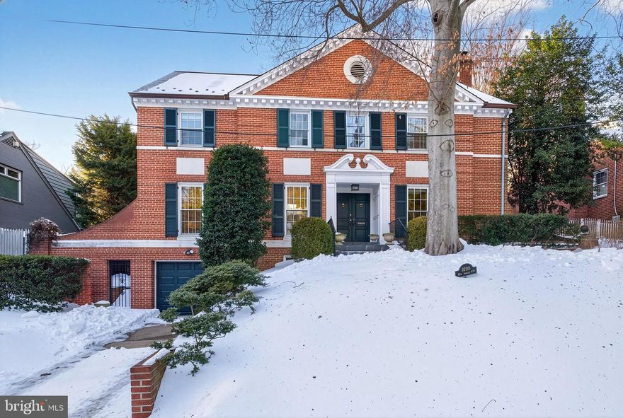 Located at the end of a quiet cul-de-sac, this classic center hall colonial offers timeless elegance and modern comfort. Featuring five bedrooms, the home welcomes you with a gracious foyer, flanked by a formal living room with fireplace, a formal dining room with wainscoting and crown molding, and den/library with built-in shelving. The updated kitchen boasts granite countertops, stainless steel appliances, and a center island, opening to a breakfast nook overlooking the private backyard. 
Upstairs, the spacious primary suite includes a walk-in closet and ensuite bath with soaking tub and separate shower. The additional 4 bedrooms on the upper 2 floors offer flexibility for guests, home offices, or creative use. The lower level offers a recreation room with wood burning fireplace, an au-pair or in-law suite, and access to the extra large garage.
Enjoy peaceful living with close proximity to the Palisades Farmers Market, MacArthur Boulevard shops, dining, and neighborhood amenities - the perfect blend of tranquility and convenience in this gracious home.