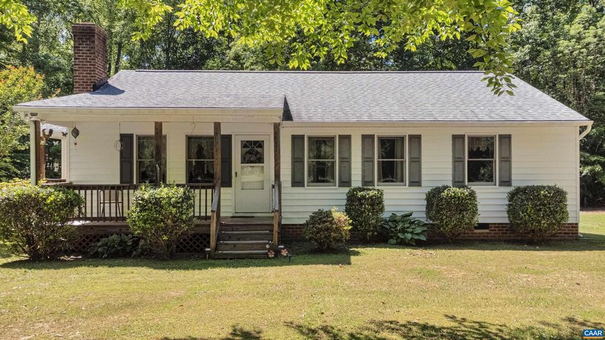 Welcome to 2415 Belle Meade Road in beautiful Bumpass, Virginia ? a private retreat nestled on 7.5 peaceful acres. This well-maintained home offers the ease of low-maintenance, one-level living with the perfect blend of comfort, functionality, and outdoor enjoyment. Inside, you?ll find 3 bedrooms, 2 full bathrooms, and hardwood floors throughout most of the home. Relax on the screened porch while taking in the serene views of the landscaped yard and surrounding privacy. The property is equipped with exceptional outbuildings and storage space, including:     ?    A 26? x 26? insulated garage with electricity and insulated attic space     ?    A 12? x 12? shed with rear lean-to and concrete floor     ?    An additional 12? x 21? storage shed Additional updates and features include:     ?    Deep well installed in 2008     ?    Separate shallow well ideal for gardening     ?    HVAC replaced in 2015     ?    New roof on the home and all outbuildings in 2020 Conveniently located just minutes from Lake Anna, with an easy commute to Richmond, Fredericksburg, or Charlottesville, this property offers the perfect balance of privacy and accessibility.,Oak Cabinets,Fireplace in Living Room