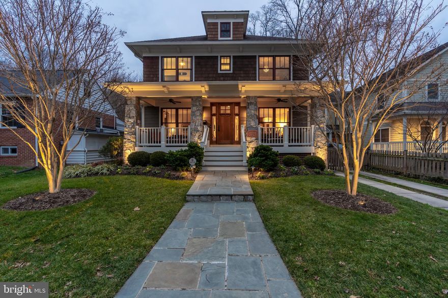 Shines bright like a diamond! Able to settle quickly!  Situated in the heart of Waverly Hills neighborhood this Craftsman construction has been finely tuned by its loving owners. The rocking chair front porch with Brazilian Ipe wood flooring  is resplendent; the center hall entrance opens to a traditional yet open floor plan. Gleaming hardwoods on the 1st and 2nd levels are easy care and rich. The heart of the home is the decadent granite island (with a 2nd dishwasher) and the rustic stone surround gas fireplace is warm and welcoming in the adjacent family room. The eat-in kitchen nook has a built-in banquette perfect for a farm table setting. The mud room has built-in's and the large laundry is on this level adjacent to the hub of the house. Up the grand staircase are three bedrooms - one with a cleverly designed double sink and separate water closet/ Jack and Jill bath, and the other with full bath ensuite. The Primary Suite is sumptuous with 2 walk-in closets, a large sitting room area and balcony overlooking the rear yard. The Primary Bath has 2 sinks, a soaking tub and separate stall shower along with a water closet. On the lower level there is a 5th bedroom (or office), full bath and massive carpeted open space for recreation, exercise or movie screening! Loads of storage too! Low maintenance,  rear fenced yard for dogs, entertaining, grilling and a fire pit. The lighting and landscaping of the front and rear yards are glorious and the detached two car garage makes for the perfect abode.  WALK TO BALLSTON METRO AND LEE HEIGHTS SHOPPING CENTER; BIKE TO WORK- trail is close by; Reagan National is 6.4 miles away!