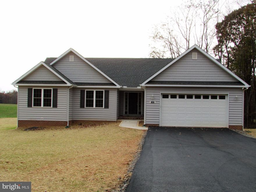 Spring Sale! This 3BR/2BA Move-in Ready New Construction Rambler w/Split BR Design on 2 acres w/Screened Porch,deck& Unfinished Basement is calling your name!! Open Floor Plan-Hardwood Floors,Vaulted Ceilings,Granite Counters,SS App&42" Cabinets Master Suite w/11x10 Closet/Dressing Room! 2 car garage w/auto opener&paved driveway! Bring your animals,pets etc. NO HOA!  Your Forever home is waiting!!