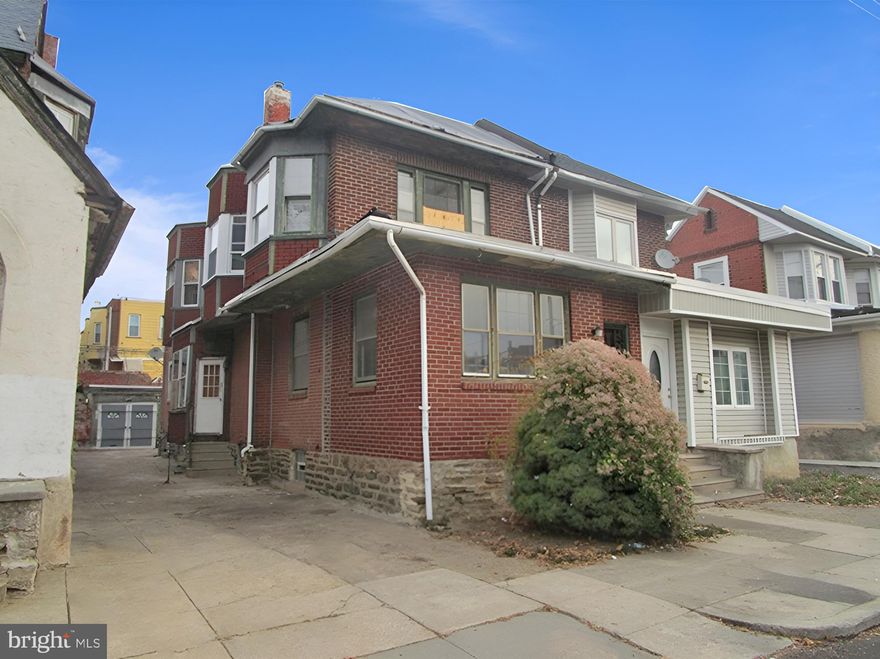 Twin Duplex in the Ogontz section of Philadelphia.  The property has 2 bedroom and 1 bath in each unit. Full unfinished basement, detached 1 car garage with a shared driveway. The property is being sold as-is. Buyer is fully responsible for the city U&O and clearing any violations required by the city. Pre approval/ Proof of funds required with agreement of sale.