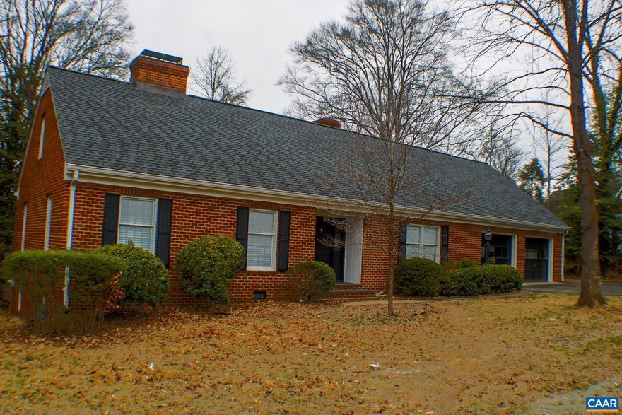 Newly renovated 5 Bedroom, 3.5 Bath single level living in lovely Meadowbrook Hills!  First time on the rental market. Tastefully renovated with fresh paint, hardwood floors throughout, new HVAC, new light fixtures, four fully renovated bathrooms, gorgeous soapstone countertops and brand new kitchen appliances - all while retaining the charm of this beautiful 1970s ranch-style home. Primary bedroom has ensuite bathroom with double vanity and tiled walk-in shower.  There are 2 decorative fireplaces, a large dining room and office with built-in shelving making this home ideal for working remotely.  5th bedroom is separate from the others with it's own bathroom.  Large corner lot on one of Charlottesville's most desirable streets - walkable to Barracks Road Shopping Center, UVA, JPJ arena, and the Historic Downtown Mall. Expansive unfinished 2nd floor ideal for storage. Private backyard with secluded deck off the kitchen. Large 2 car garage.