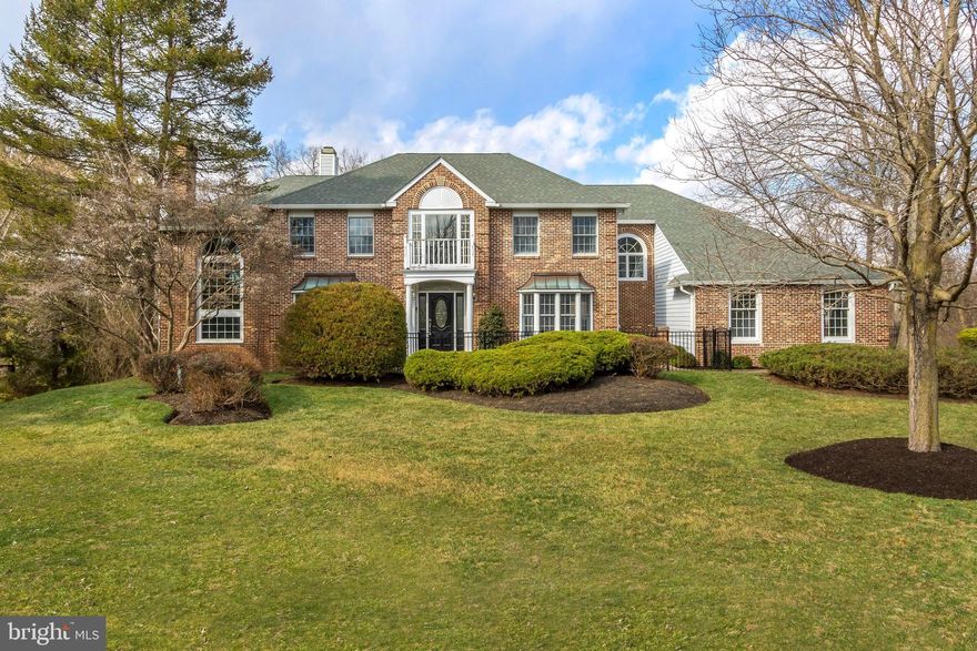The quiet center point of Riverstone Circle is where this spacious four-bedroom 2.5 bath is located. It is set amongst like-minded homes, which boasts of easy access to Route 202, its five-minute stroll to downtown New Hope, which is basically the mid-way point between NYC and Philadelphia. Where daily bus services transport commuters to NYC and where Princeton, train stations and the Trenton Airport are all about a 30-minute drive away. The home has a fairly new roof, HVAC and appliances. Exterior: The home has a brick fronted exterior; two large copper accented bay windows; classic, but simplistic plantings for easy grounds care and privacy; a large palladium window above the beveled-glass door and side panels; brick walkways and a Belgian-brick raised patio; an expansive deck jetting out from the windowed enclosed sun-porch; and an attached, oversized three-car garage with built-ins.Foyer: The foyer is a story entryway flooded with light from the palladium window and has access to the primary staircase, all ground floor areas of the home, a large accommodating coat closet and discreetly located powder room.Laundry Room: Large sized room with a full-sized washer and dryer; utility sink; closet; and can access the garage, kitchen and backyard.Kitchen: 4 cooktop, down draft Jenn-Air stove top with a center grill and built-in cutting board; stainless steel Kitchen-Aide dishwasher, a two-door, five-drawer refrigerator, double ovens and wine cooler; granite countertops and  a table-height island to accommodate for barstools; tiled flooring; and open floor plan design for accessing the breakfast/family ding area, built-in granite topped desk and family.Family Room: Hardwood flooring, cove and recessed lighting, fireplace and lots of windows.Dining Room:  Formal in setting, built-in china cabinet, hardwood flooring with a large bay window.Livingroom: Hardwood flooring, with an adjacent two stored library which can allows for access to the master suite.Master Bedroom: Dual entrances; three closets, two of which are large walk-ins; two separate sink areas; large corner spa-tub; tiled and glass shower; and water closet. Three Bedrooms: one with a large walk-in closet, a second full bathroom with dual sinks and a tiled bath/shower area.Basement: Expansive and high-ceilinged walkout basement, which makes for a formidable blueprint for visionaries to design, customize and finish to their preference and taste.