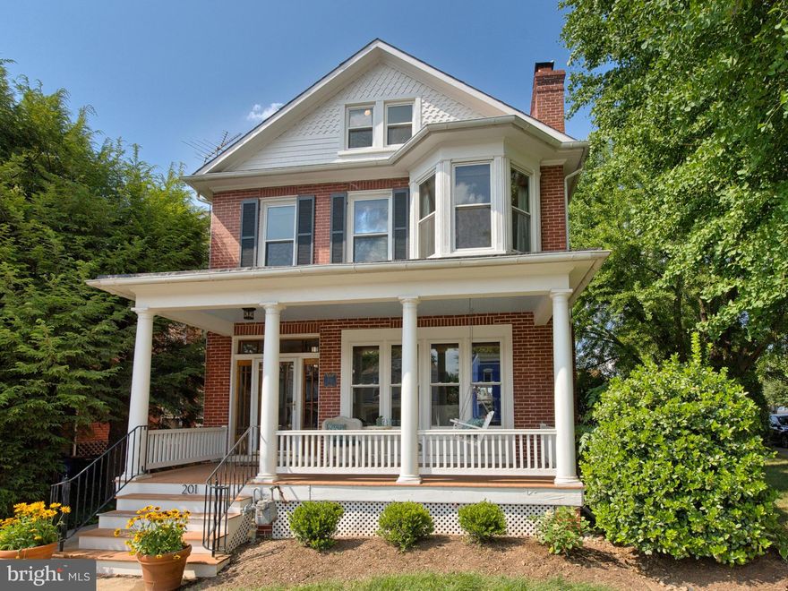 Spectacular oasis just steps from great downtown Frederick amenities! Prof landscaped, fenced yd, mature trees, lovely water feature. 4 levels; multiple entertaining areas: 3 porches! Great features throughout: hardwoods, bay windows, gourmet kitchen: granite, upgraded cabinets.Upper level bedrm/playrm. Lower apartment (w/side or interior entry): perfect rental, in-law/ nanny ste. 2 2-car garages.