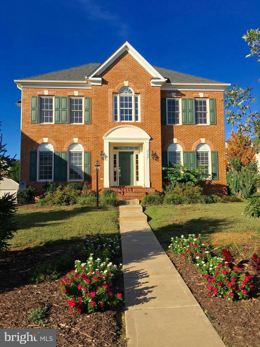 Avail. now!  Stunning brick-front home w/ 3,652 fin. SF on main + upper levels. 4 BD, 3.5 BA, 2 car garage.  Huge master suite w/ 2 walk-in closets, large sitting room w/gas FP & bath w/over-sized shower & tub. 2nd BD w/ attached bathroom. Unfinished basement provides another 1,600 SF for tons of storage!  Brazilian Cherry HW floors in foyer & hall, new carpet + paint throughout. No pets, pls.