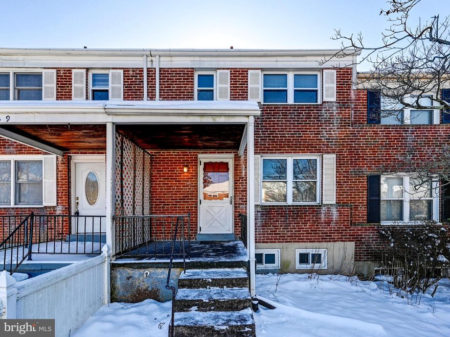 This is a wonderful opportunity to own a classic townhome on a great street in Towson walkable to downtown stores and restaurants, local schools and Towson University, the library and TMV park. The home welcomes you with a covered front porch and warm refinished wood floors throughout the first and second levels. The main level has a spacious living room, dining room, and nice white kitchen with a vintage drainboard glazed cast iron sink and a gas range. The kitchen opens to a new large and low maintenance Trex deck that gets full sun. The deck leads to a spacious enclosed grass yard. Upstairs are three bedrooms and a full bath with classic black and white tile in great condition. The lower level is a large, open space with new LVP flooring and has an additional full bath with walk-in shower, a separate laundry/utility room, 4 windows, great ceiling height, and a door that exits to the rear yard. NEW HVAC installed (central air) in 2019. Well maintained slate roof. This is a great home at a great price. Multiple comps in the neighborhood over $300K in the last year.
