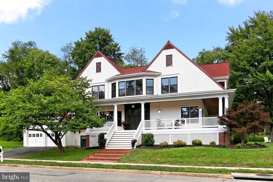 Stunning custom-built Craftsman offers a myriad of fine finishes and architectural details including over 840 square feet of outdoor living with a 3-sided wrap around covered porch. Rarely available in a 2-story home, there is a large MAIN LEVEL PRIMARY BEDROOM SUITE + large primary bath with soaking tub, huge walk-in shower and double vanities and on the second floor there is another large primary bedroom suite with full bath and access to a private balcony. Built by one of Vienna's premier custom builders, 840 Glyndon has had approximately $380,000 of extensive renovations in the last few years including a custom designed front door and sidelights, architect designed library/office built-ins (2017), fully finished lower level recreation room with stone wet bar, 5th bedroom, full bath, exercise room and large room suitable for home theater or play room, new roof, new double hung Anderson windows, renovated bathrooms, laundry moved to upper level, and bonus/play room created (2018), complete kitchen renovation, new 5 1/2" Brazilian Chestnut hardwood floors on entire main level and new mud room (2019) and new porch decking + refinished bead board ceiling, new interior trim, wainscoting, custom designed fireplace mantel and quartz counter tops in main level primary bath (2020).  Sited on a corner lot with an ideal location in the Town of Vienna, entertainment, parks, shopping and dining are just minutes away.  For hikers and bikers, it's just two blocks to the W&OD trail and commuters will love the easy access to the Vienna Metro, Tysons Corner, Fairfax Inova Hospital, I-66 and I-495.