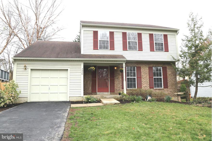 Beautifully designed colonial in hot Hadley Farm community.  Step-down family room off kitchen with hardwoods and cozy fireplace.  New carpeting throughout. Huge screened and open deck is surrounded by manicured landscaping in backyard.  3 bright bedrooms upstairs, with one bonus room in finished basement with another full bath!  1 car garage. Close to bus lines, and metro. OPEN Sun 1-3:30.