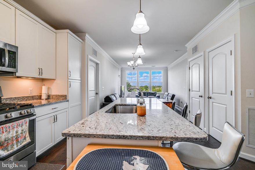 Beautiful bright unit ,2 Bedrooms and 2 Full Bathrooms. Elevators to the unit.  An amazing open floor concept with 1,148 square feet. With plenty of natural light, Huge kitchen with stainless steel appliances, Large dining and living area leads to a nice sized balcony. (Amazing view), Upgraded hardwood floors throughout except bedrooms. Spacious master bedroom with big closets and luxurious bath. Great size second bedroom suite on the other side with a full bath and also two closets. Washer and dryer in the laundry closet. Location is incredibly close to shopping, restaurants, metro and all major roads (66, 50, Fairfax County Parkway, Dulles Toll Rd), and minutes to Dulles Airport. One assigned parking spot(#18405) and plenty of free parking around the building. Live in Convenience & Comfortable Condo with Elevator. The building provides a mailbox facility at ground level and a garbage chute on the same level,.