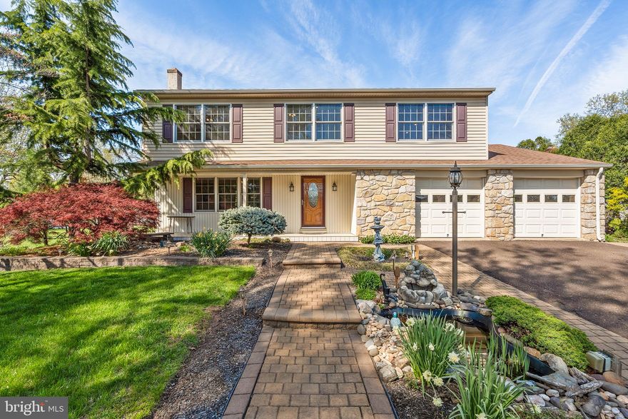 Welcome to this beautifully reimagined single-family home in the heart of Lansdale, where luxury, location, and lifestyle come together. Nestled in a sought-after neighborhood, this property offers unbeatable proximity to the local elementary and high schools, shopping, the township pool, and easy access to the PA Turnpike. Discover an outdoor retreat unlike any other — a true oasis designed for serenity and entertaining in both the front and back yards. Enjoy lighted paver walkways, multiple seating areas, seven tranquil ponds, and several cascading fountains. A secluded gazebo, “tiki” area with built-in audio/speaker systems, multiple decks, and a charming pergola make this the ultimate outdoor escape. Inside, the home has been completely rebuilt with thoughtful updates and luxury finishes. The expanded primary suite on the second floor features a spa-like ensuite with a stall shower, linen closet, and a generous walk-in closet. For added convenience, the laundry has been moved upstairs, while the former first-floor laundry room has been transformed into a versatile home office/craft room with built-in countertops, a sink, and a refrigerator—also perfect as a butler’s pantry. Throughout the home, you'll find recessed lighting, custom cabinetry, and upgraded kitchen and bathroom fixtures. The entire house has been fully wired for internet, coax, phone, and speakers, and insulation has been enhanced with energy-efficient windows and doors. The family room is a cozy yet elegant gathering space featuring a custom mantle and a high-efficiency gas fireplace. Hardwood floors flow through all spacious upstairs bedrooms, each offering ample closet space and large windows that bring in natural light. Enjoy views of the township-owned open space and the historic Morgan Log House from your covered front porch. The oversized two-car garage is a dream for hobbyists and organizers alike, with extensive custom cabinetry, under-cabinet lighting, 20-amp upgraded outlets, shelving, and attic storage. The finished basement adds flexible living space to suit your needs—whether it's a home gym, playroom, or additional living area. This home is truly a rare find—combining unmatched outdoor living with modern upgrades and a location that puts everything at your fingertips. Come see it for yourself!