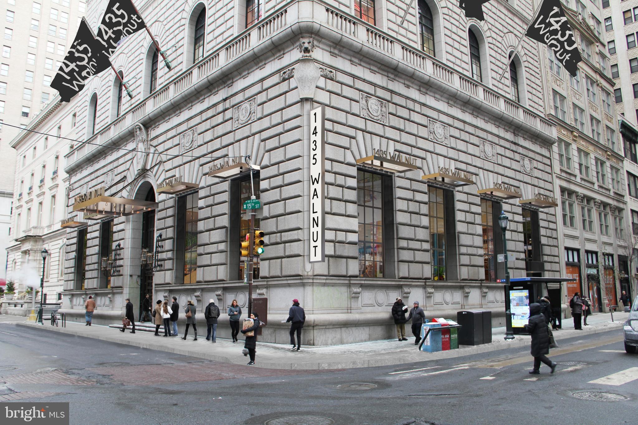 Prime retail space on the highly coveted corner of 15th and Walnut Streets in Center City. The space, located in the historic Drexel Building which was originally built between 1925 and 1927 as the offices of The Drexel Bank, was most recently used as an LA Fitness gym. The current configuration consists of a ground floor, basement and two cat walk mezzanines. Beautiful original building details remain throughout such as a vault, wood carved ceiling and oversized windows looking onto 15th and Walnut Streets. Located three blocks from Rittenhouse Square and one block from Broad Street in the heart of the city's commercial, retail, residential and dining district. Ideal for a full service restaurant, retailer, hospitality user, showroom or another creative space.