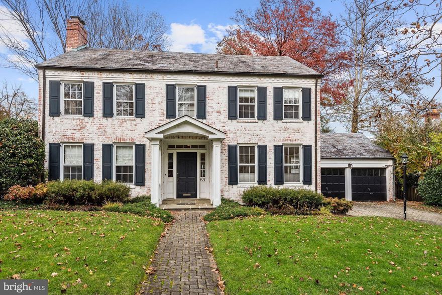 CLASSIC CHEVY CHASE GEM! 4BR/3.5BA whitewashed  brick Colonial in coveted CHEVY CHASE VILLAGE. Memorable character and generously sized rooms. Fantastic use of space! Great Room with soaring, beamed ceiling and skylights. Great Kitchen with Wolf range and Sub-Zero fridge. 4 Bedrooms/ 2 Baths on Upper Level.  Attached 2-Car Garage and Brick Driveway. Private garden! Chevy Chase/Silver Creek/BCC Schools. Sold AS-IS.