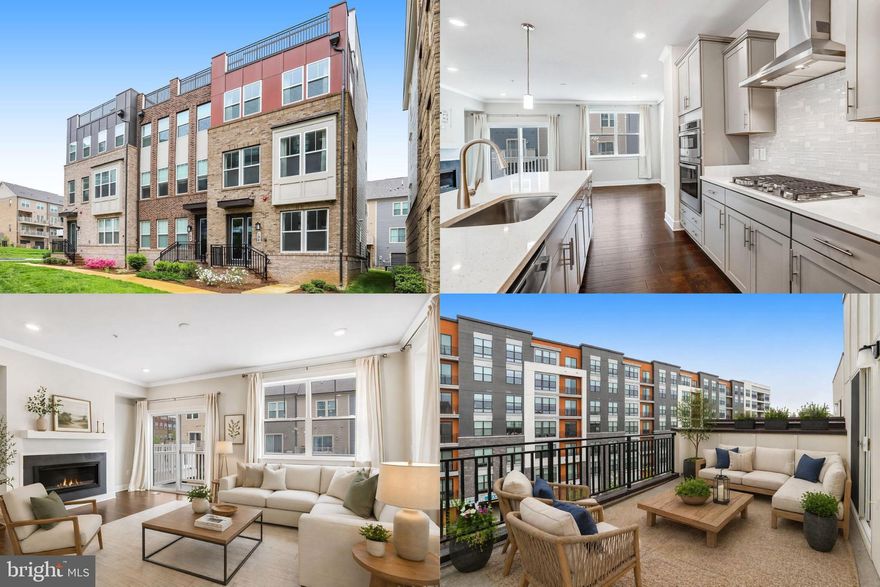 In one of Gaithersburg’s most desirable and walkable communities, this exceptional four-level end-of-row townhome offers a rare blend of space, style, and everyday ease. Thoughtfully designed and impeccably maintained, it delivers a sense of understated luxury—where everything feels intentional, comfortable, and ready to enjoy from the moment you arrive. Step outside and you’re just a short stroll from the energy of Crown and Rio—whether it’s dinner with friends, a last-minute outing, or an evening walk by the water. On quieter days, enjoy the calm of tree-lined streets, nearby trails, and the ease of having everything you need within reach. Life here feels connected, convenient, and effortlessly refined. Inside, natural light pours through the home, highlighting rich brown hardwood floors across the main level and drawing you into the heart of the space—an immaculate white kitchen with quartz countertops, stainless steel appliances, and clean, modern finishes. Just beyond, a bump-out dining area creates an expansive, elegant setting for gathering, whether casual or more formal. The living room is warm and inviting, centered around a beautiful modern fireplace, with direct access to one of two rear decks—perfect for fresh air, conversation, or simply unwinding at the end of the day. Upstairs, the primary suite feels calm and elevated, with a tray ceiling adding a subtle sense of design and retreat. The top level offers something truly special—a private suite with its own living area, full bath, and access to a second deck. Guests immediately feel at home here, with space to relax and enjoy a sense of privacy. Everyday convenience is seamlessly built in, from the two-car attached garage with EV charging, to the efficient washer/dryer system that keeps pace with a busy lifestyle, to the incredible 4 bedrooms spread over two floors and a convenient 5 bathrooms spanning all levels.  What's more, just outside, the community offers a pool, clubhouse, dog park, and scenic walking paths—all only moments away. Beyond the home, the lifestyle continues. Walkable access to dining, shopping, and entertainment makes it easy to enjoy your surroundings, while quick highway access and a nearby Metro shuttle keep commuting simple when needed. This is a home that doesn’t just check boxes—it creates a rhythm of living that feels both elevated and effortless. Move-in ready, beautifully maintained, and ideally located, it offers a rare opportunity to enjoy simple luxury in one of Gaithersburg’s most desirable communities. Photos may include virtual staging.