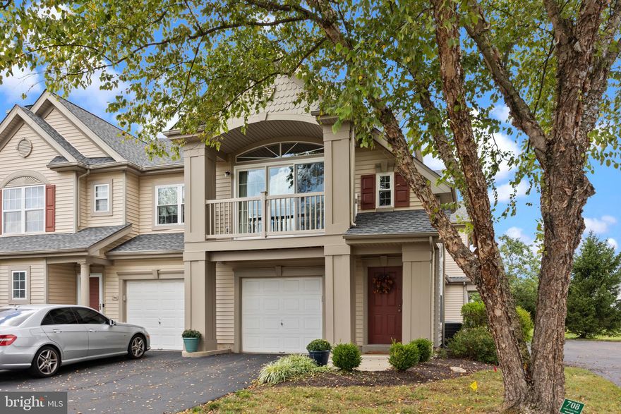 Bright and Spacious 2 Bedroom / 2 Bathroom Condo in Central Bucks School District.  Ideal END Location with private entrance.  Family room with Cathedral Ceiling and beautiful stone gas fireplace.  Sliding glass doors to private balcony.  Kitchen overlooks breakfast area and family room.  Great for entertaining!  Bedroom #1 with trayed ceiling and walk in closet.  Bedroom #2 with double closet. Both bathrooms have double vanities and tub/shower combo. Laundry area. One Car Garage.  Grounds well maintained and nicely landscaped.