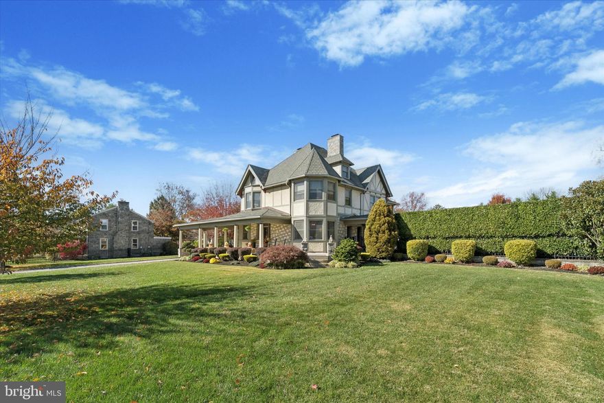 Welcome to "The Country Estate" A Havertown Treasure.
This remarkable home has been lovingly restored, blending timeless character with modern luxury. From the moment you arrive, the wraparound front porch invites you to slow down and take in the charm of this special property. Step inside the stunning foyer, where a beautiful fireplace, rich trim work, and hardwood floors with intricate inlays set the tone for the craftsmanship.
The spacious living room features a gorgeous stone fireplace, pocket doors, abundance of natural light, the perfect setting for both everyday living and entertaining. The large dining room, complete with a brick fireplace, gorgeous leaded glass windows, overlooking the pool, leads to a butlers pantry and kitchen. 
The spacious eat in chefs kitchen features a wolf range, quartz countertops, and plenty of work space. 
The fully finished basement has a comfortable family room with a gas stone fireplace, half bath, workout area, and custom crafted bar from trees that once stood on the property truly a unique touch!
As you ascend the grand staircase to the second floor, you will be greeted by beautiful stained glass windows that fill the space with color and light.  The extra wide stairway and hallway add to the homes character and grandeur. This Lever offers 2 spacious bedrooms, a hall bath accented by another lovely stained glass window, and a primary suite that is a true retreat. In the primary you will find  a cozy seating area, 2 walk in closets, and a luxurious full bath with a soaking tub, that opens to a private balcony overlooking the property.
On the 3rd floor you will find a convenient cedar closet on the way up, along with 2 more spacious bedrooms both with walk in closets, and a full bath in the hallway. 
There are 5 zones for heat, each floors has heated floors, with a back up forced air on the first floor.  2 zones for the AC.
Stepping outside, you will find a charming carriage house complete with a 4th full bath, garage, and loft. The loft showcases stunning decorate wood beams crafted from trees that once stood on the property, adding a special touch of character and history. Next to the carriage house is the outdoor oasis that includes a pool with spa, pool house featuring a kitchenette and 5th  full bath. Behind the pool house is an amazing  veggie garden with outdoor sink. Completing the oasis is a built in gas fire pit and tranquil koi pond creating the perfect setting for relaxing and entertaining. The spacious side yard, once a playground, now offers endless possibilities- a blank canvas for green space, tennis, basketball, or pickleball courts.
The grounds are beautifully landscaped with elegant hardscaping.
Centrally located in the popular Brookline section, The Heart of Havertown!
Walking distance to local restaurants, parks walking trails, the library, and top rated schools. 
A short drive to the Center City, The Philadelphia Airport, King of Prussia, and just minutes to 476.
 THIS PROPERTY HAS 7 BATHROOMS TOTAL!! 3 FULL AND 2 HALF IN THE MAIN HOUSE, 1 FULL IN THE CARRIAGE, AND ANOTHER FULL IN THE POOL HOUSE.