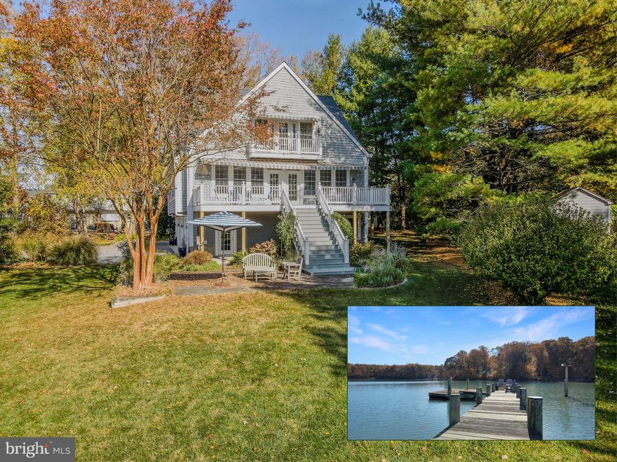 Nantucket inspired, custom built 3 story home with private pier, overlooking the natural beauty of Lerch Creek off the West River. The sunny main level has a spacious open floor plan with large windows overlooking the view & 9 ft ceilings. The living area is extended by the deck, which provides plenty of space for seating and dining, with stairs leading to the flagstone patio. The kitchen has a large island with seating, cooktop, large wall oven, extra deep counters & cabinets (30 in.), and glass door cabinets. The main level also features a gas fireplace, built in bookshelves, 2 bedrooms & 1 full bath. The third floor offers two ensuite bedrooms, the laundry room & reading nook. The master bedroom features excellent views, balcony, a huge walk-in closet and ensuite with soaking tub, shower and double vanities. The other bedroom also has a walk-in closet, spacious bathroom with a tile shower, and balcony. The lower level has a full bath and an office with built in desks & shelving. Walk out access to the patio makes this a wonderful home office or it could be turned into a private guest suite. The three-car garage offers significant storage, room for cars plus workshop space.  Natural beauty abounds on this 1.2 acre lot. The landscaping and gardens have been lovingly tended and highlight a variety of native species. Walking down the pier you’ll see many birds and wildlife including eagles, osprey and ducks. The floating pier offers excellent storage for kayaks and paddle boards to further explore Lerch Creek and West River. The sought after community of Galesville offers pickleball courts, walking path, playground & fishing pier w/ small beach. Walk to two waterfront restaurants in town and there are memberships available at West River Sailing Club and the waterfront pool at West River Yacht Harbor.