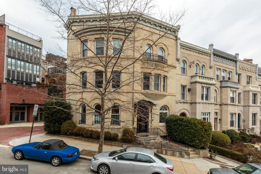 Elegant and Sophisticated Beaux-Arts town home located in the heart of Kalorama Heights. Four dramatic levels.  Features include: Large Master Bedroom w/ sitting room, 3BR's; 3.5 BA's; Spectacular Roof Deck with sensational views of Washington and Virginia skyline. Garage Parking.