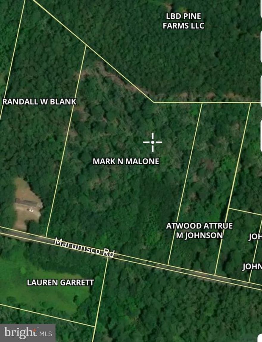 6 acres wooded land with road frontage on Marumsco Road.  Great hunting spot with easy access.  No plat available.