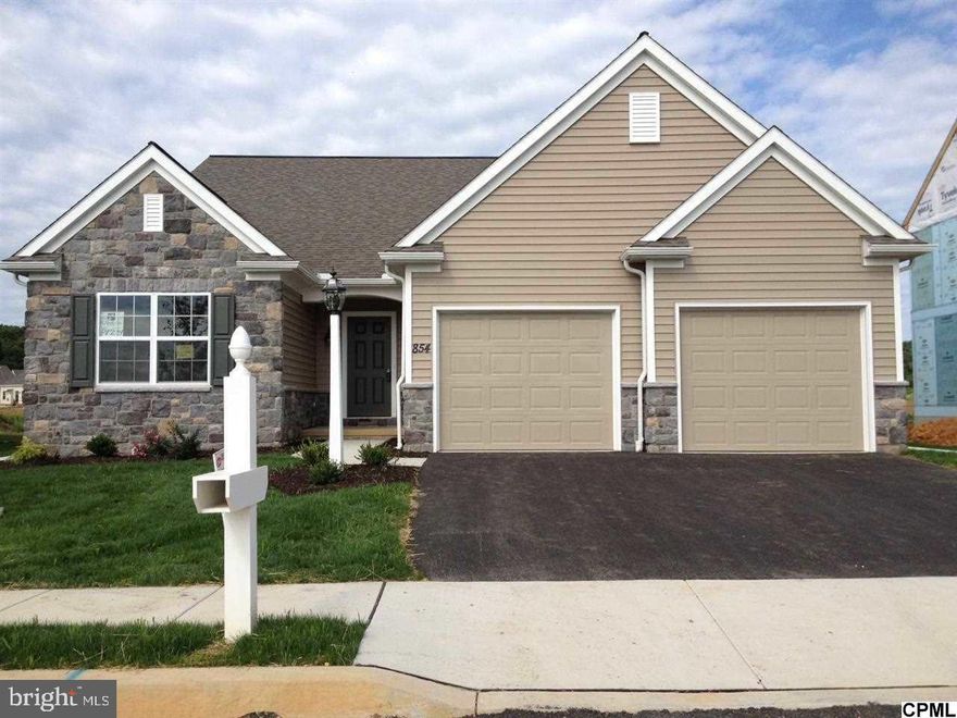 Ranch by EG Stoltzfus: Open floor plan features fabulous great room with cathedral ceiling, 12 X 13 all season room, 3rd Br could be Den. Granite Counter Kit, Hardwood living area, Gas F Place, Custom for comp purposes. Photo's are of similar home.