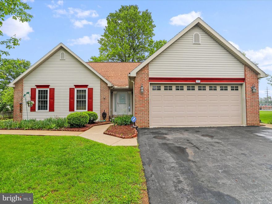 Welcome to 109 Finch Ln—a beautifully maintained 3-bedroom, 2-bath rancher nestled on a 0.23-acre lot in the Spring Mills community! This inviting home features wood flooring throughout, adding warmth and continuity to every room. The thoughtfully designed layout includes a kitchen with a cozy dining area, perfect for casual meals. A separate formal dining room flows seamlessly into the spacious living room, highlighted by vaulted ceilings that create an airy, open feel—ideal for both entertaining and relaxing. Retreat to the generously sized primary bedroom, complete with a private en-suite bath and walk-in closet. Two additional bedrooms and a second full bath provide plenty of space for family, guests, or a home office. Enjoy year-round sunshine in the stunning sunroom, which opens directly to a backyard deck—perfect for hosting summer gatherings. The fully fenced backyard offers privacy and security, making it great for pets or play. Recent updates include a new washer dryer, entry door, garage door, heat pump,  water heater, front yard spigot with hose-holder and hose. The community offers a pool, tennis courts, walking trails, and a playground. Conveniently located near local amenities, schools, and commuter routes. Don't miss your chance to call this home! Schedule your showing today!