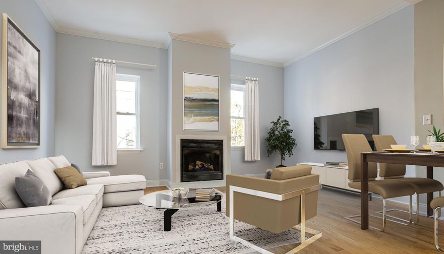 Located in one of Philadelphia's most desirable neighborhoods, this 3 bedroom, 2 full bath bi-level condominium has an open concept living room, dining room and kitchen area with high ceilings, a gas fire place and great natural light. The main bedroom is located on the first floor and has a beautiful bay window with abundant closet space. There is a full bath on this level with a large tiled walk-in shower. The kitchen and living room are located on the first level in the front of the home. Upstairs there are 2 bedrooms, 1 full bathroom and access to the private roof deck. This condo lives like a town home and has wonderful storage in the basement. Rittenhouse Square, Fitler Square and Schuylkill Park/Trail are just steps away from your front door. Enjoy all this home has to offer including extremely low condo fees of just $133 a  month. All windows were replaced by the owner in 2015.