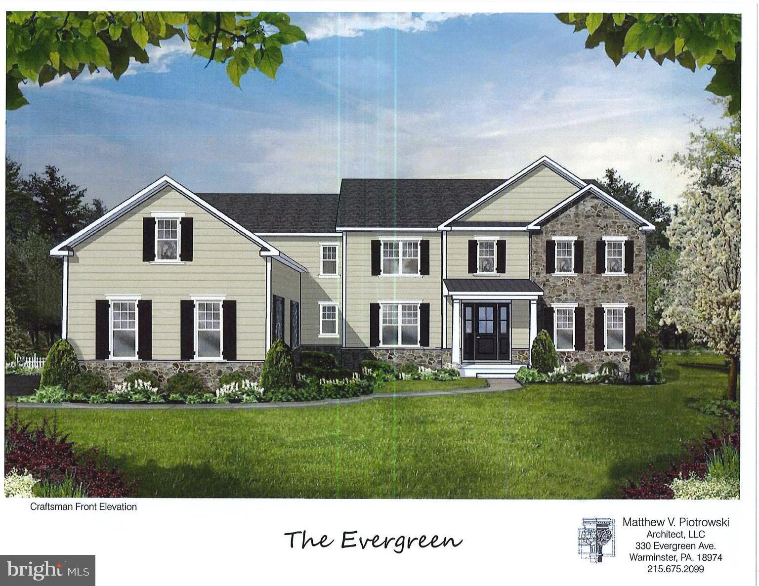 Mar Mar Builders is proud to offer Waverly at Northampton. Waverly is located in Northampton Township and in the award winning Council Rock School District. The community will consist of 15 homesites with a minimum lot size of 1 Acre with Public Water/Sewer and Natural Gas Heat and Cooking. Only 3 homesites remaining so act soon. There will be three different models, each with two different elevations offered. The Evergreen model features a spacious Foyer with a split staircase. Wonderful open concept floor plan that features a Gourmet center island kitchen and breakfast room adjacent to the two story family room. The full butler's pantry makes hosting gatherings in the Dining Room a breeze. Adaptable Flex Room that offers and Optional Guest Suite with full bathroom. The Owner's Suite features three walk in closets, a Sitting Room and wonderful private bathroom. Three additional En-Suite Bedrooms and laundry room complete the 2nd floor. Photos shown are of a different model and for illustration purposes.