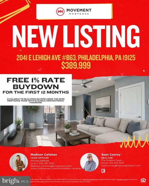 Townhouse For Sale - 2041 E Lehigh Avenue #B63<br/> Philadelphia County, PHILADELPHIA, PA 19125