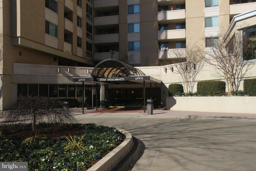 Largest 1 Bed in full service Lux Living in Friendship Heights with All Utils,1 Garage Parking Space & Building Amenities included. Private Balcony, Neutral Carpet, Central Air, Full Galley Kitchen, W/D in Unit. The Elizabeth features 24/7 Concierge, FOB Entry, Indoor Pool, Gym, Sauna, Library, Piano Room, Party Room & Decks Surrounding the building. Walk to Friendship Heights Metro Red Line.