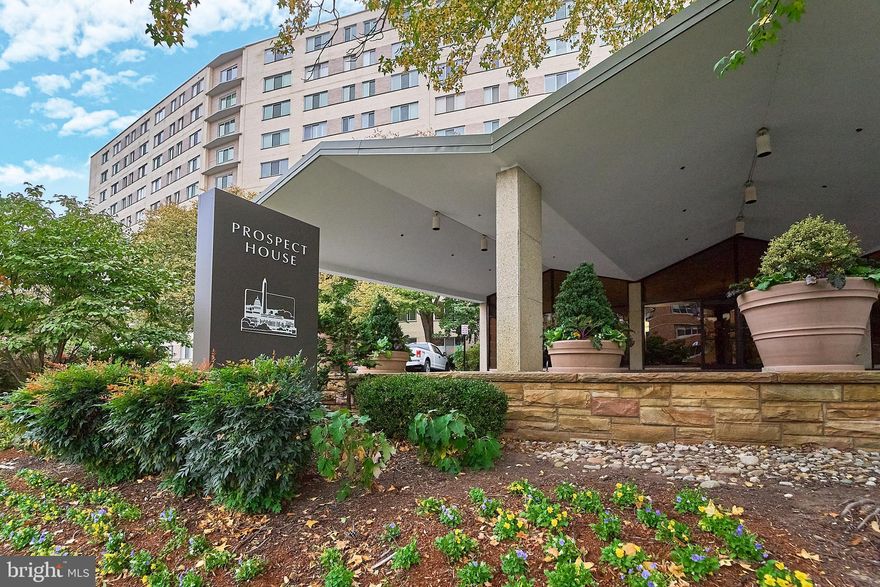Just listed for rent in Iconic Prospect House of Rosslyn! End unit condo home ideally situated on the fifth floor. Welcoming foyer reception area with walk-in coat closet. Descend open staircase to find floor-to-ceiling windows & soaring 13 foot ceilings in living area that lead to expansive 20 ft balcony - sweeping views of downtown Arlington skyline and Washington. Gleaming parquet wood flooring in main living and dining spaces. Updates include renovated kitchen reflecting a modern aesthetic with contrasting lacquered finished cabinetry and wood cabinets. Designer kitchen tile flooring and newer Bosch stainless steel appliances, including dishwasher, gas stove, microwave and fridge with freezer drawer. Freshly painted throughout in crisp white decorator wall color. 2 generously sized bedrooms and newly updated bathroom complement the main living level. Bright primary bedroom with walk-in closet. Both bedrooms are carpeted for warmth and comfort. One dedicated underground parking spot conveys. 24 hrs concierge desk for reception and large packages. Enjoy outdoor pool and pool deck for relaxing in spring and summer months. Fitness center, bike storage, and convenience store and dry cleaning services available. Balcony is ideal for entertaining and watching July 4th fireworks! Short walk to Rosslyn Metro. Guest parking in front as well as first-come, first serve street parking. So close to Iwo Jima Memorial and Georgetown! Convenient to DC, Old Town, Clarendon/Court House, Amazon HQ2 and Reagan National Airport. All utilities are included with rent with the exception of internet/tv. Smoking is strictly prohibited anywhere on property or inside unit. No pets per building rules. Available August 1st.