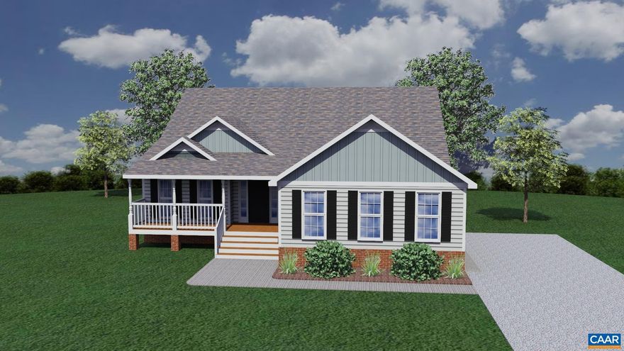 PRESOLD! The NEW CAMERON one level floor plan, located at Mountain Sunset in Louisa. Upgrades include a side load garage, vinyl shake and gable accents, wide window trim, garage door opener, pull down attic stairs, vaulted ceiling with paddle fan in great room and kitchen, extra flush mount lights, 2 extra in great room, gas fireplace option 1, gas range, double bowl vanity, garden bath option, rough in laundry sink, replace microwave with range hood with chimney stack, vent microwave or range hood to outside, 2x7 island with granite, tier 2 42" cabinets, crown molding on kitchen cabinet, granite countertops, optional primary bath & closet enlargement, 5' French door & wall in flex room, install treated band board for future deck, tankless water heater & gas connection, kitchen sink upgrade, fireplace blower & remote, 4 exterior hose bibs, water recirculating loop for tankless water heater, and lot premium. We have 3 lots left in this great neighborhood!,Granite Counter,White Cabinets,Fireplace in Great Room