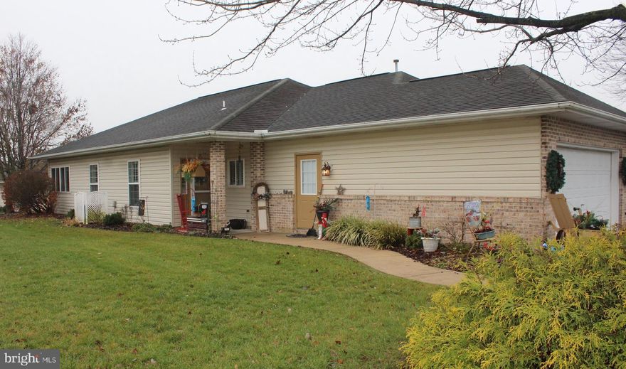 Comfortable one story living in The Orchards with an open spacious floor plan. Convenient location to major routes and walking distance to downtown Mount Joy. You’ll find updates throughout in the renovated kitchen & baths, new flooring and plantation shutters. Spacious living room with cathedral ceiling complimented with a dining area make for a great entertaining space. Three bedrooms including a primary bedroom and bath with double closets. The third potential bedroom is currently being used as a den. Enjoy spending the seasons inside the 37x10 sunroom accessed from both the living room and the primary bedroom. Or choose the outdoors on the enlarged fenced in patio. The neighborhood offers sidewalk lined streets and a walking path for exercise and an association that will take care of the mowing and snow removal for you! Two car garage with additional shelving installed for storage.