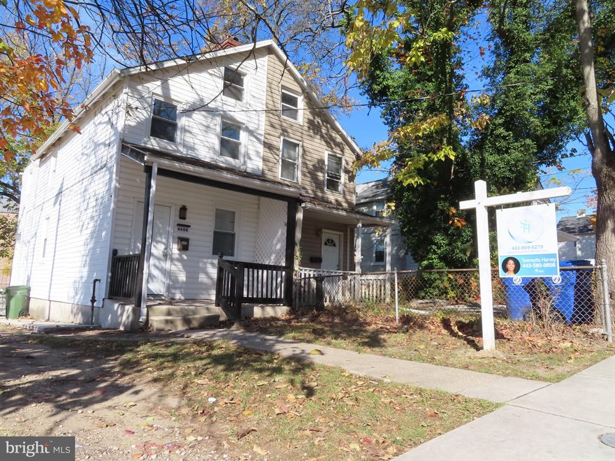 Welcome to 4406 Saint Georges Ave, a beautifully updated twin/duplex detached home located in Baltimore's charming Wilson Park neighborhood. This cozy remodeled home offers affordable city living without compromise. Enjoy your morning coffee or evening relaxation on your covered front porch. Deep backyard with room for gardening, outdoor dining, or a play area.  Bright spacious living room with recessed lighting throughout the house. Convenient powered room on the main floor and full bath upstairs with updated tile and walk in shower.  Whether you're looking for a place to call home or a smart investment property, this residence stands out with charm, location and livability.  Close to Morgan State University, shopping centers, parks and restaurants. Easy access to I-83 and I-695. Schedule your private showing today - This one won't last long.