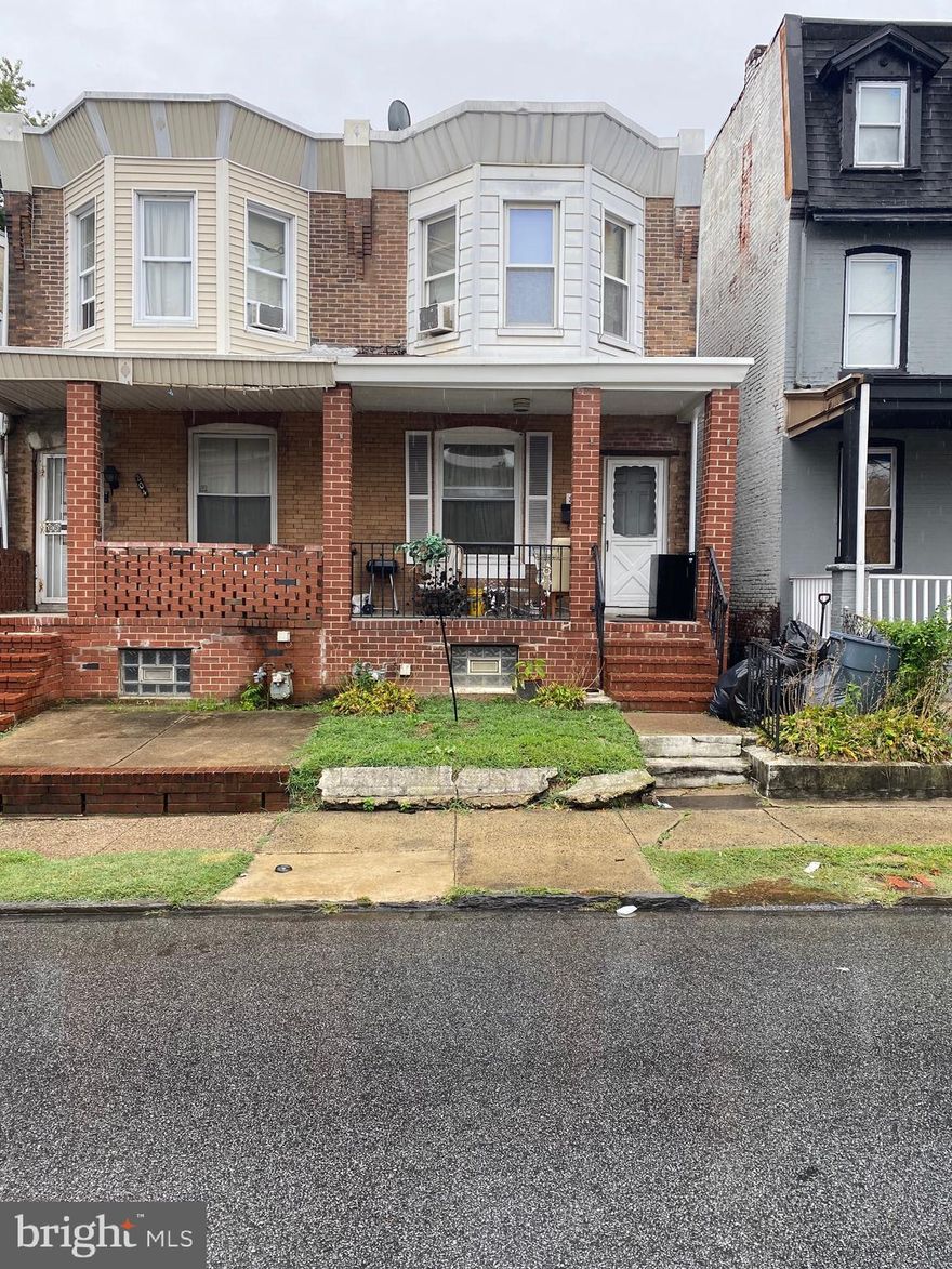 Good size 4-bedroom twin,  property is being sold in as-is condition.  Dining room with an additional dining area off the eat-in kitchen.  High ceilings throughout and fenced rear yard, 2 year old kitchen, bathroom remodeled 2 years ago, front porch foundation redone 2 years ago.