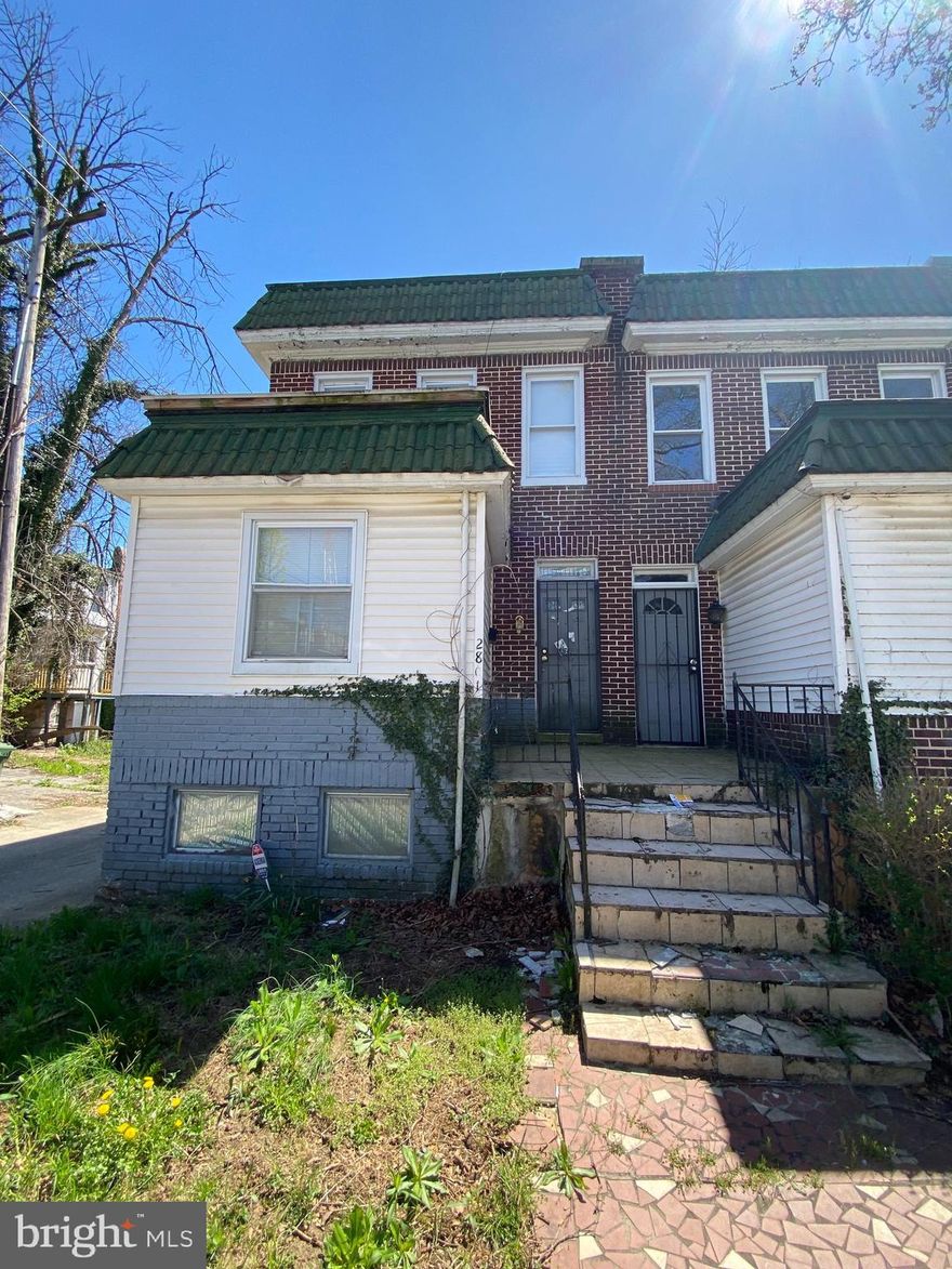 DO NOT DISTURB OCCUPANT! It is a criminal offense to trespass on this property. Property is subject to auction terms, All offers to be submitted through auction. Brick Front End unit townhouse with 3 Bedroom and 1 Full Bath located in Park Heights subdivision. Spacious living area, outside entrance basement, front porch and fence backyard.  Drive by showing only.