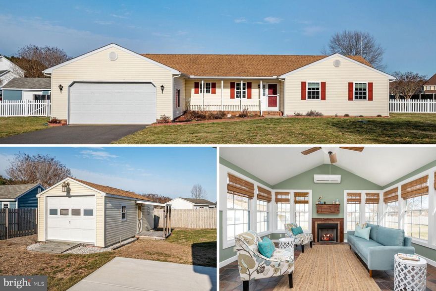 Welcome to 7747 Country Creek Drive, Hebron, Maryland! This beautiful 3-bedroom, 2.5-bathroom rancher offers over 2,000 sq. ft. of space to enjoy. The true primary suite features an attached bathroom, while the large ancillary bedrooms provide plenty of room for family or guests. With two living/family room options and two dining spaces, this home is perfect for both everyday living and entertaining. The stunning kitchen remodel includes new cabinets, countertops, fresh paint, a new dishwasher, and refrigerator. You’ll also love the cozy Four Seasons Room, complete with a gas fireplace and a ductless unit (2019), perfect for year-round relaxation.

Additional features include a new heat pump (2019), updated HVAC with an electronic air filtration system (2024), fully encapsulated crawlspace, water filtration and softener system, and new windows (except in the Four Seasons Room). For convenience, there’s an attached 2-car garage with interior access and a separate laundry room. Enjoy the outdoors with new exterior concrete patios, a fully fenced backyard, and an oversized shed with a garage door, side entry, electric, and a generator. With modern updates, ample space, and fantastic storage, this rancher is a must-see!

Plus an easy drive to Ocean City, Salisbury, Cambridge or Easton! Stay home and relax in your well maintained low maintenance main level living Rancher or head in any direction to embrace the beach, fine dining, shopping and entertainment!!