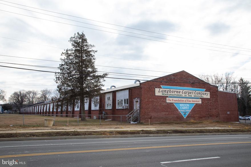 Sprawling +/- 50,0000 SF red brick building on over 4 acres in Penndel Borough, Bucks County, PA.  Currently operating as The Langhorne Carpet Company, producers of fine Wilton loom carpeting since 1930, and available for the first time in generations.  The longest continually operated mill in the United States, every one of its carpets is made on site.   Ideally located on the periphery of Philadelphia and close major shipping infrastructure and ample labor force, this is a rare opportunity to take the reigns and continue an American heritage business while also owning the real estate.  Contact the listing broker for details, do not enter the property without a scheduled appointment and do not approach the employees.