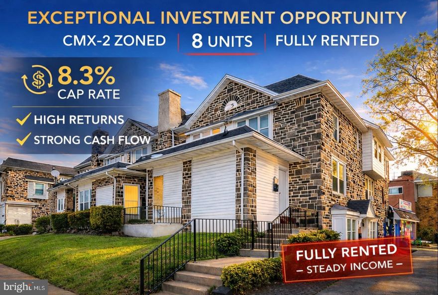 Turnkey 8-Unit Cash Cow delivering Powerful 8.3% Cap Rate with room to increase. **Prime CMX-2 Mixed-Use Investment Opportunity in Overbrook Farms section of Philadelphia. **Invest in immediate cash flow with this stabilized, fully leased 8-unit portfolio asset offering 6 apartments, 1 medical/rehabilitation center and 1 daycare facility. **Anchored by established commercial and residential tenancy, this commanding stone corner property delivers a powerful 8.3% Capitalization Rate from Day 1. **Fully rented with a proven track record of high occupancy. Meticulously maintained stone masonry structure. **CMX-2 zoning offers maximum flexibility for retail, medical office, and residential density. Situated in the heart of Overbrook Farms, a high-density neighborhood with strong demand for local services and housing and easy access to some of the region’s best outdoor areas such as Fairmount Park. Just a short drive to City Line Avenue, St. Joseph's University and Lankenau Medical Center. This is a rare opportunity to acquire a high-performing asset in a high-barrier-to-entry market. Perfect for 1031 Exchange buyers seeking passive income.