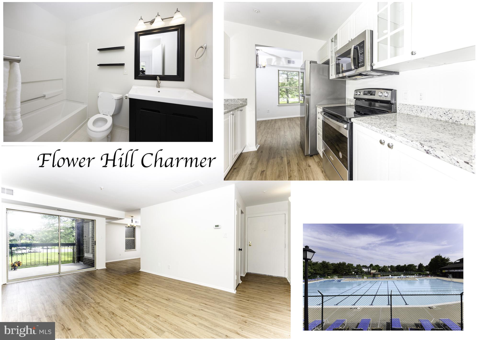 A MUST SEE!!! ##CHECK THE VIDEO TOUR WE DID FOR THIS BEAUTIFUL HOME ONLINE## . Gorgeous beautifully remodeled two bedroom and two full bath unit in sought after, country-club-like, Flower Hill community, with its amazing amenities and close proximity to shopping, restaurants, recreational parks and public transportation. Enjoy newer complete granite counter tops and stainless steel appliances kitchen, remodeled Baths, carpet free unit with fresh paint. Very convenient in-unit laundry room with shelving. Charming dining room, beautiful covered balcony overlooking the common area. Among the amazing Flower Hill amenities you'll find, charming walking path and picnic area near the pond, tennis courts, basketball courts, out-door pools and more.. Welcome home.