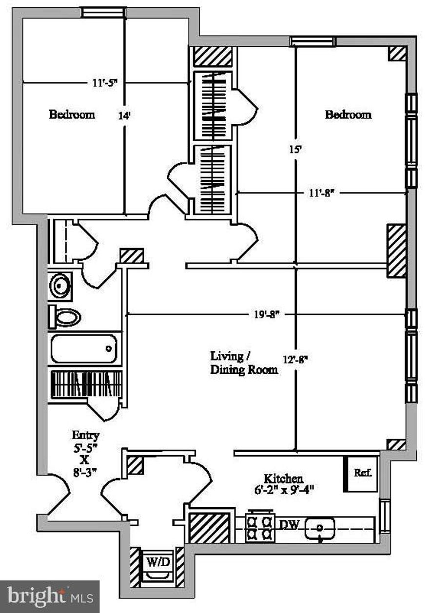 Two bedroom, one bathroom with magnificent sunset city views from a high floor of The Carlyle.  This beautifully appointed home features great natural light, excellent closet space, and bamboo floors in the living areas. There is a spacious living/dining room, perfect for entertaining. The renovated kitchen features white cabinetry, granite countertops, and stainless steel appliances. Both bedrooms are generously sized and enjoy wall closets and use of a full hall bathroom with updated vanity. There is a washer/dryer off of the kitchen. The Carlyle includes a 24 hour doorman and fitness room. Tenants are responsible for paying all utilities, including: electric, gas, water, cable, and internet.