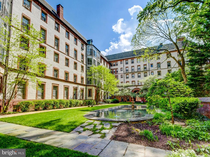 The Roland Park Condominium is a unique and elegant property.  This 1925 Beaux-Arts building was designed by the famous architect, Edward L. Palmer.  Located in the heart of Roland Park, the grounds are spectacular with reflecting fountains and pools, and lush gardens.  Unit Q-3 is located in building #5 tucked perfectly all the way in the rear of the property with extremely close proximity to the parking garage and your very own covered parking space.  Enjoy the convenience and walkability of living in town with easy access to grocery stores, restaurants, library, shops and schools.  There is an on site property management office.  Condos in this highly desirable and sophisticated building are rarely available.  Estate Sale being conveyed AS IS.