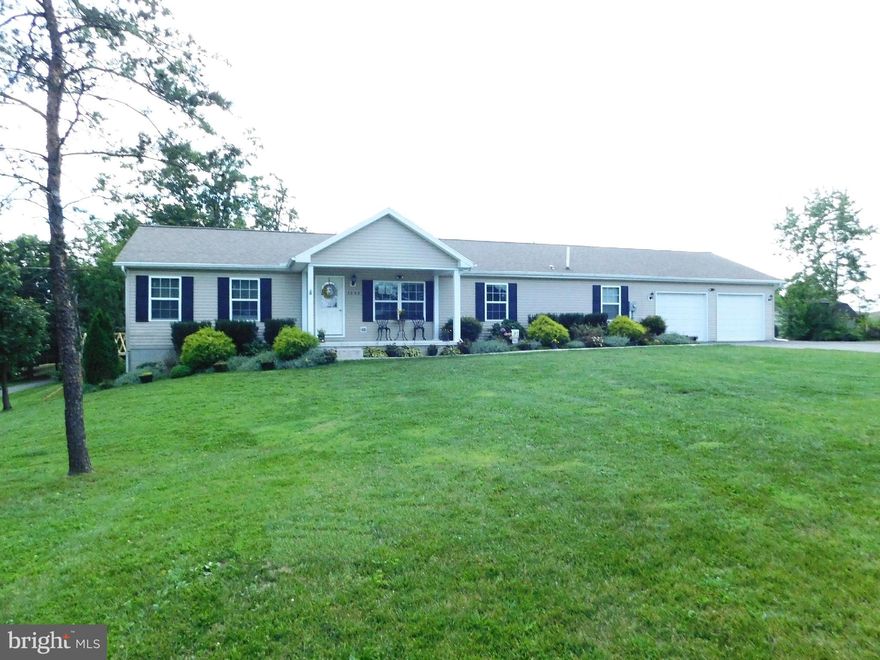 Beautiful Rancher on just a little under an acre of unrestricted land. This home with its open concept has plenty to offer. Beautiful kitchen with large island and plenty of cabinets. Open Living, dining, kitchen area with a family room off of dining area. Separate laundry room with plenty of cabinets and workspace. Two car garage, front porch, rear deck, barn, gazebo, fire pit is some of the added features to this home. There is a full walk out basement that is plumbed for a full bath, the basement walls are insulated, studded and ready for your finishing touches. This basement area would make a great in law suite or recreation area with plenty of storage. Bring the chickens! Chicken coup conveys!