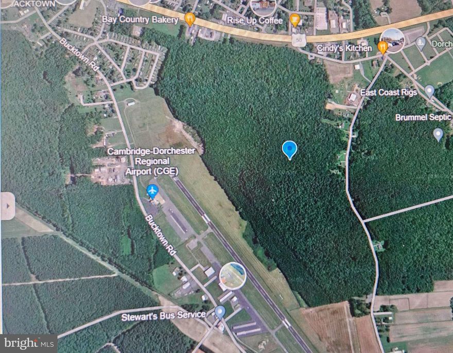 Opportunity awaits with this 58.66+/- acre parcel Zoned Light Industrial near the Cambridge-Dorchester Regional Airport & Hyatt Regency Resort!  Preliminary Perc Approved.  Less than 15 minutes to downtown Cambridge and a Public Boat ramp to access the Choptank River & Chesapeake Bay.   Buyer to do due diligence with Planning & Zoning. Height Restrictions due to distance to Airport.