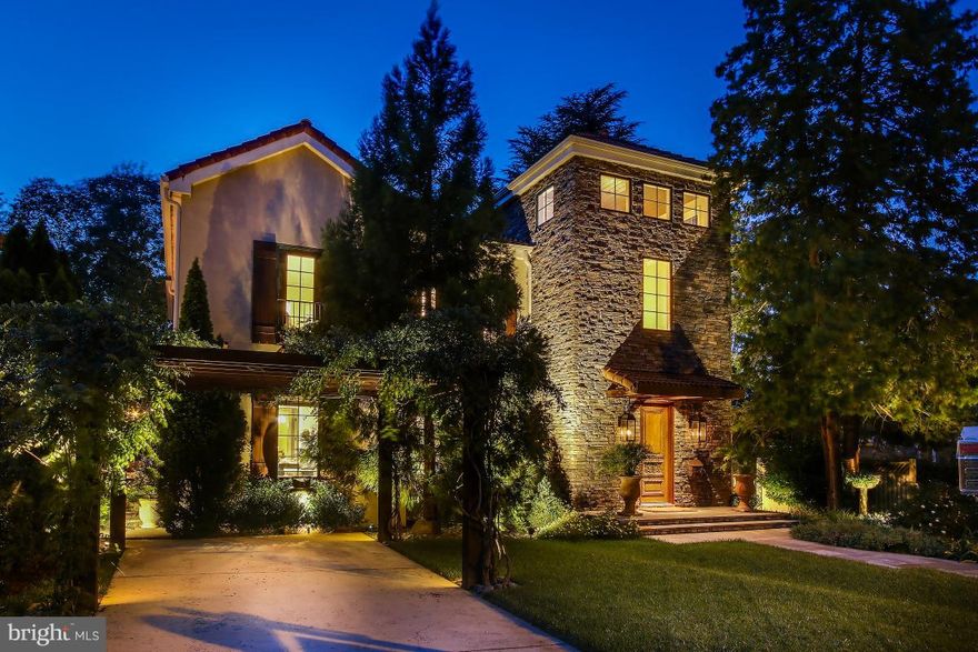 Custom built, award winning Tuscan style home here in Bethesda. Stunning 5 BR 5.5 BA home w/every detail well planed. Wide-plank hard wood floors, 10 ft ceilings. Main level: MS, Chefs Dream Kitchen, 2 Dens, Living & Dining Rm  plus Gorgeous Gardens w/ Patios to the back and side of the house. Upstairs: 3 spacious BRs and 3 FBs.  Lower level: Supersize Rec Room w/ Wet Bar and Guest BR w/ FB.